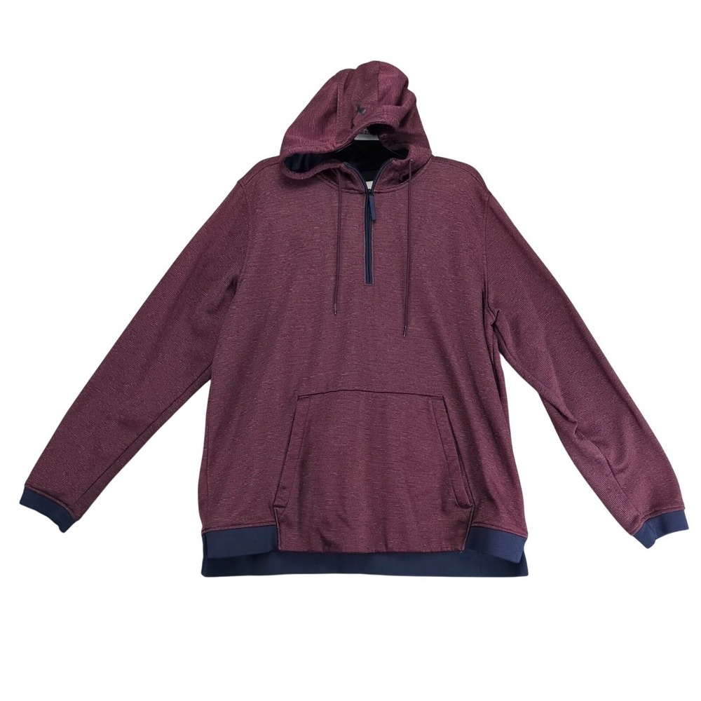Under Armour ColdGear 1/4 Zip Hoodie Mens XL Burgundy Fitted Pockets Drawstring